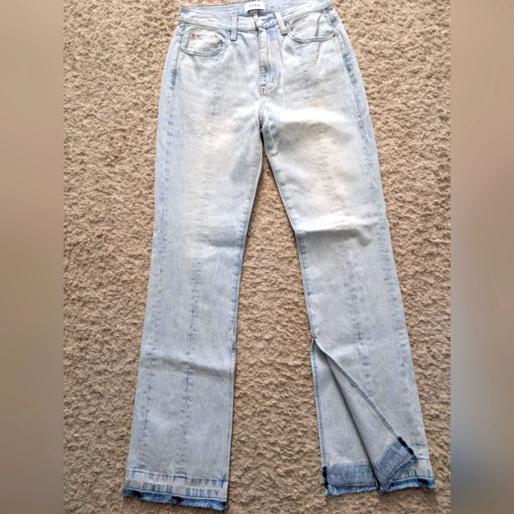 Pistola womens 100% cotton light wash bootcut with‎ slit jeans size 26